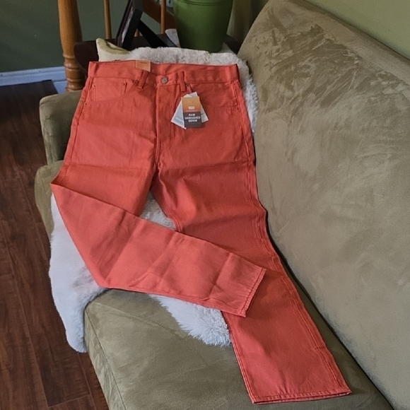 NWT Levi's Men's Orange Denim Pants that are Shrink to fit-Size 33x30 - Picture 1 of 5